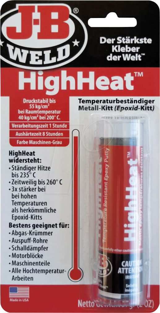 JB WELD HIGH HEAT Metall-Kitt bis 260 Grad Celsius