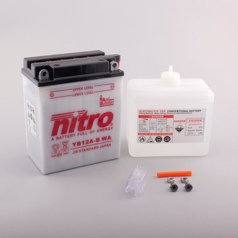 Batterie NITRO NB12A-B offen mit Säurepack