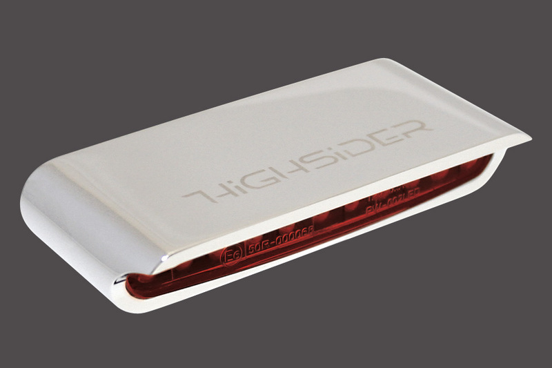 LED-Rücklicht STRIPE mit univ. Alu-Gehäuse chrom rot | Highsider | DP255-035